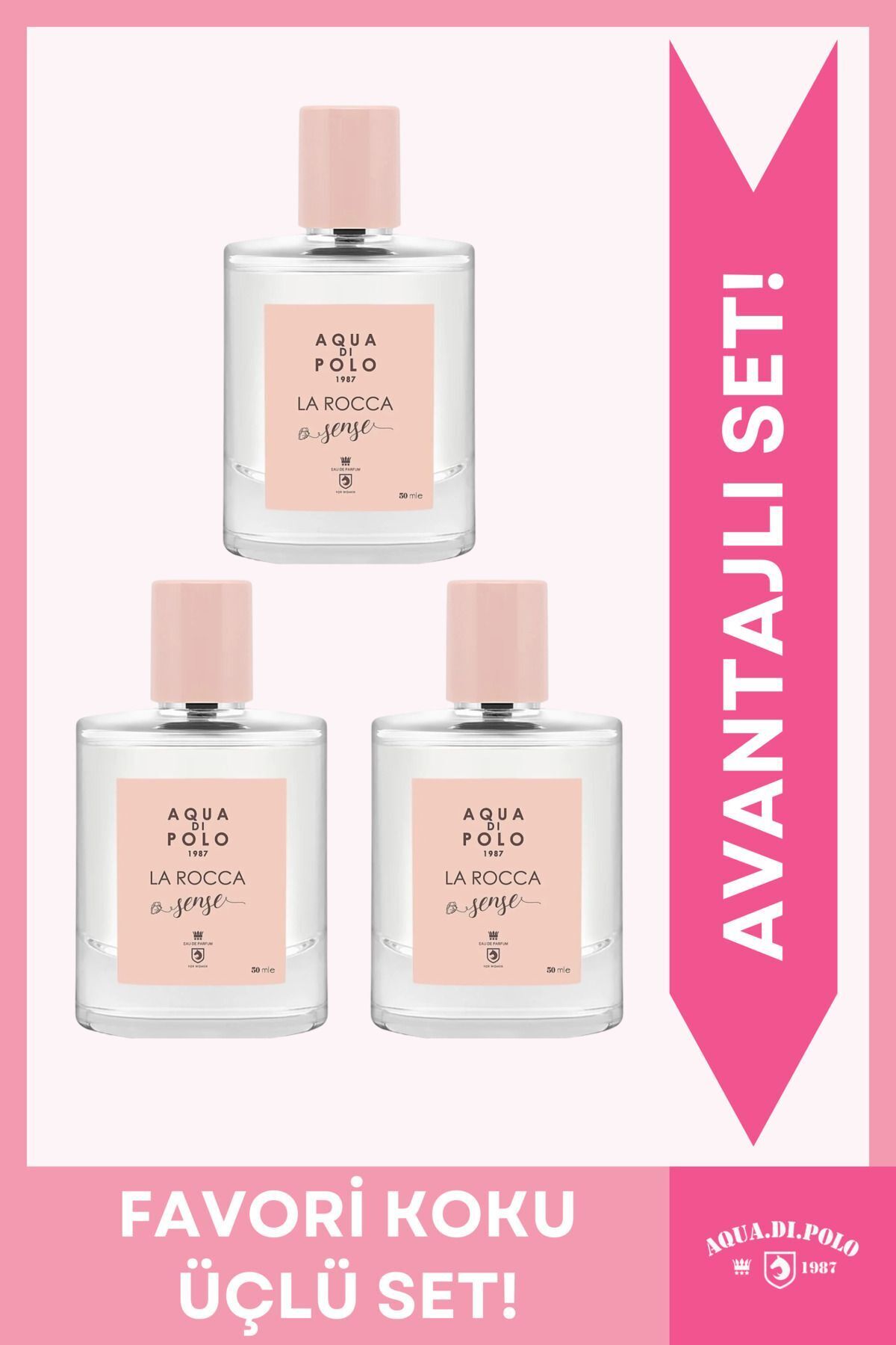 Aqua Di Polo 1987 La Rocca Sense EDP Kadın Parfüm Seti 50ml 3 Adet | Çiçeksi, Oryantal |Yasemin, Vanilya, Sedir