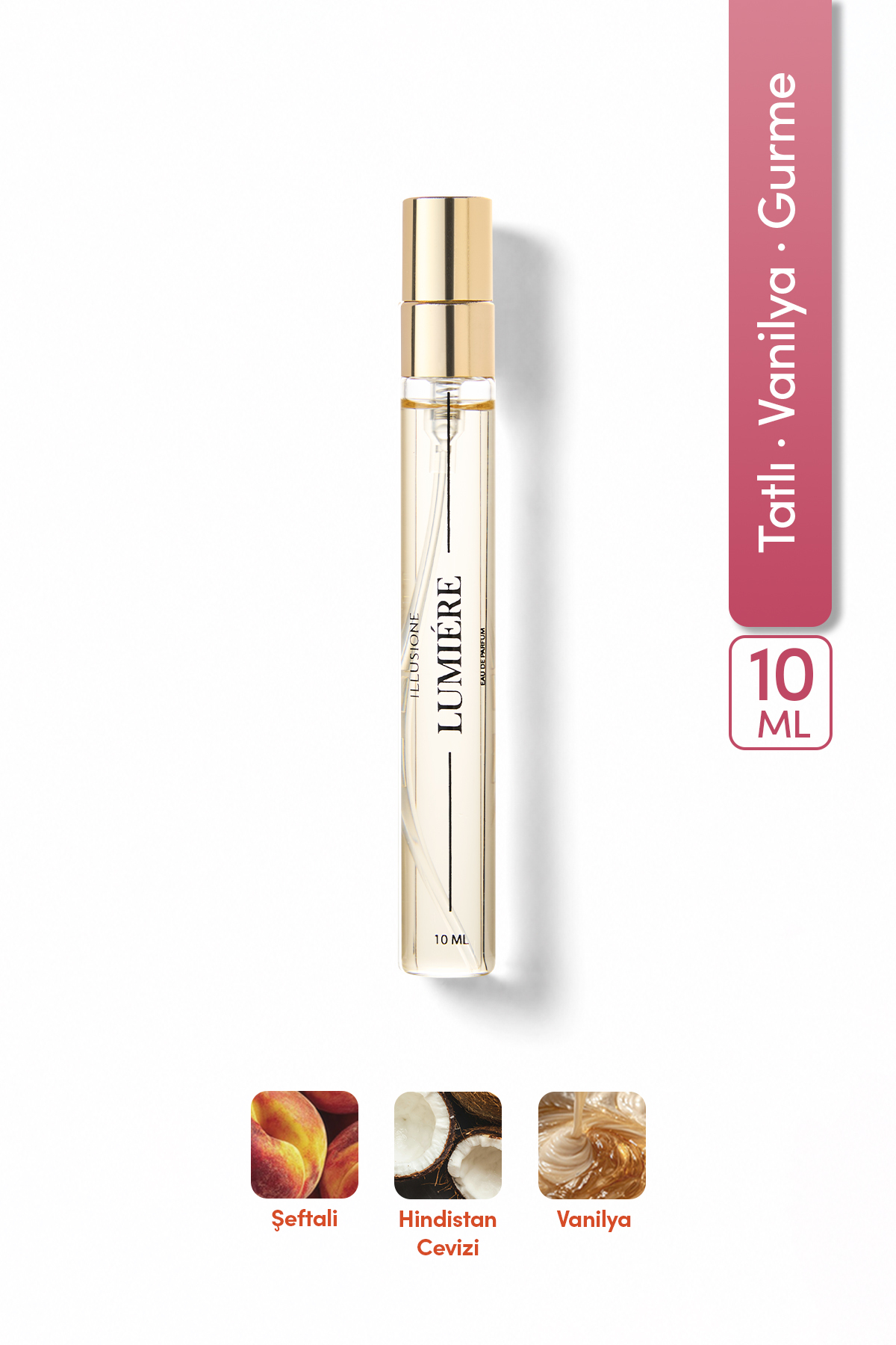 ILLUSIONE FRAGRANCE Lumiére Edp Kadın Seyahat Boy Parfüm 10ml | Şekerli-vanilya-gurme | Narenciye, Müge, Orkide, Misk