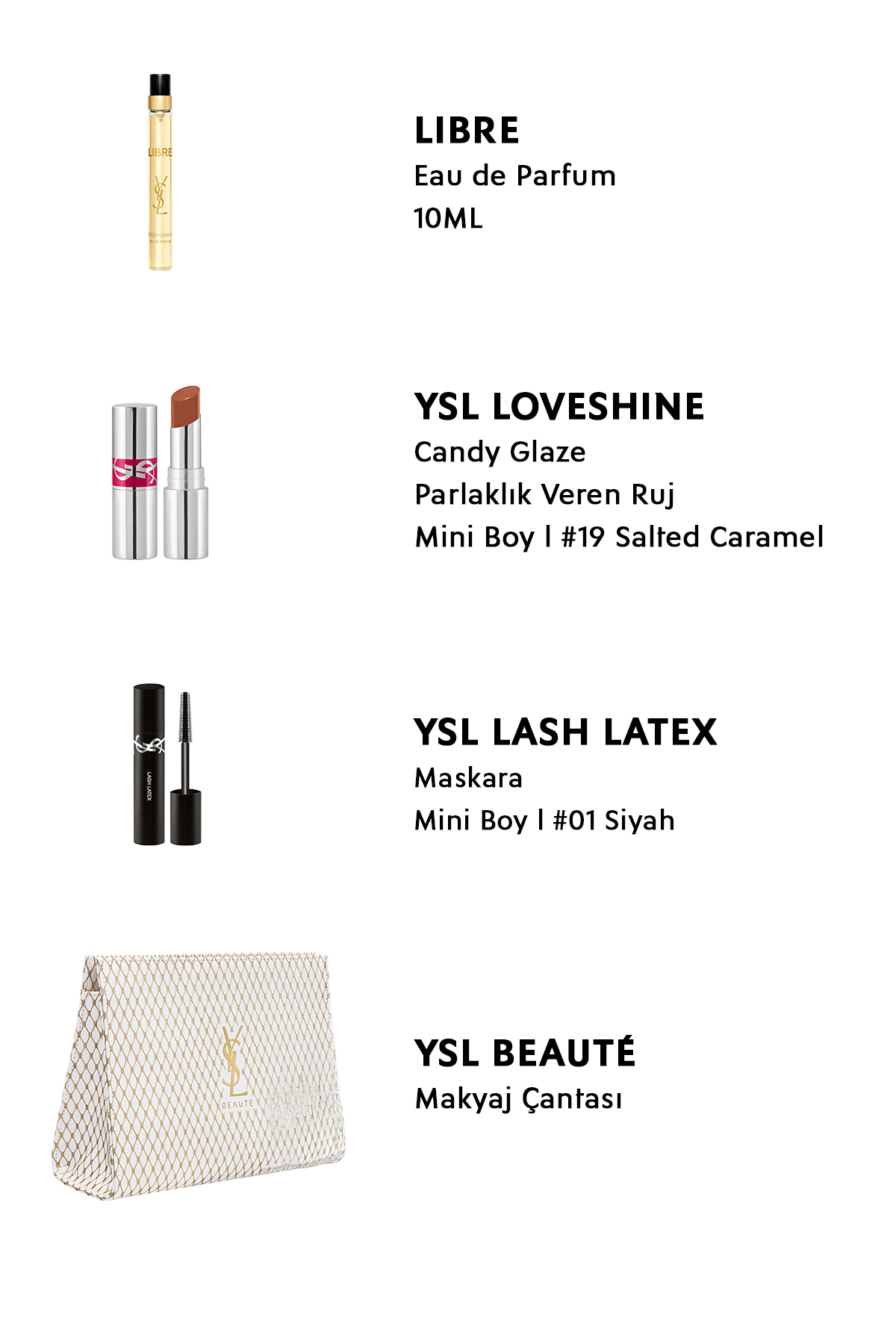 Yves Saint Laurent YSL Stars Tanışma Seti - LIBRE & Loveshine Mini & Lash Latex Mini Maskara - Çanta Hediyeli - Görsel 2