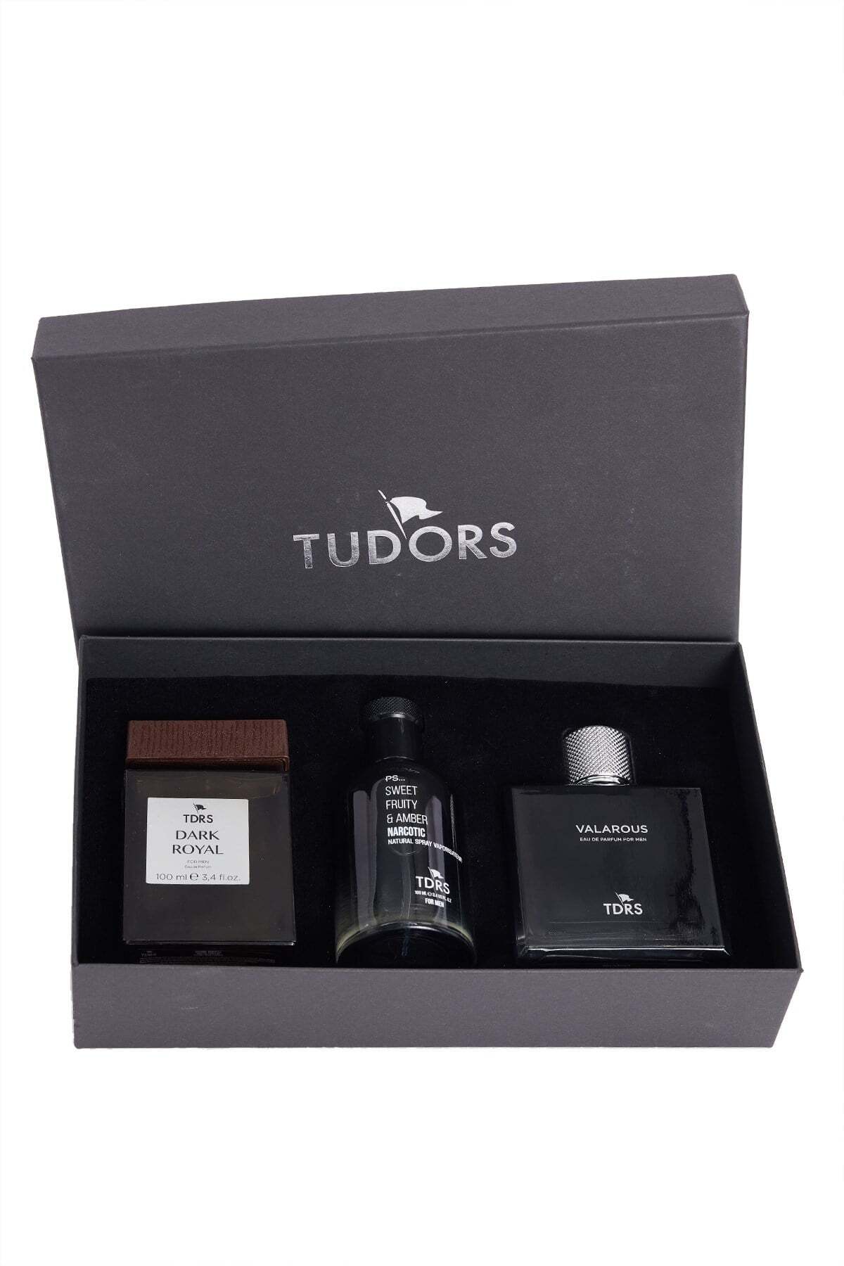 Tudors Özel Hediye Kutulu 3'lü Lavanta-Bergamot-Ozonik 100 ML Uzun Süre Kalıcı Parfüm Seti