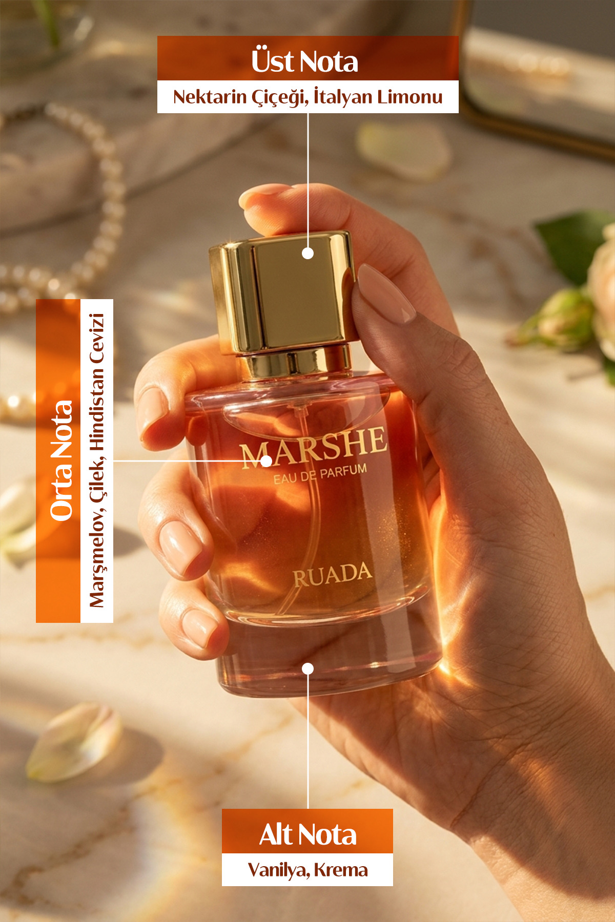 RUADA Marshe Kadın Parfüm 50 ML – Marshmallow, Çilek, Vanilya Notalı Kalıcı EDP Parfüm - Görsel 2