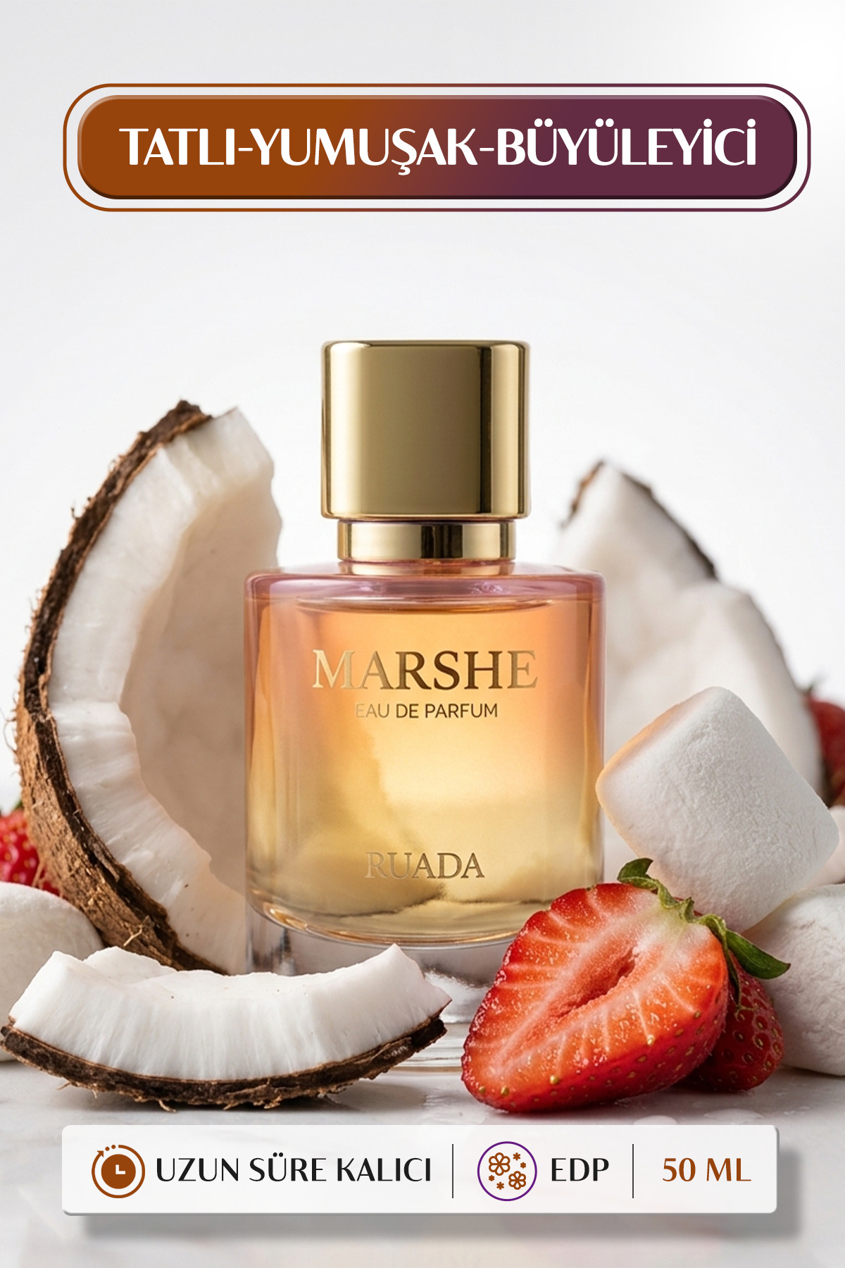RUADA Marshe Kadın Parfüm 50 ML – Marshmallow, Çilek, Vanilya Notalı Kalıcı EDP Parfüm