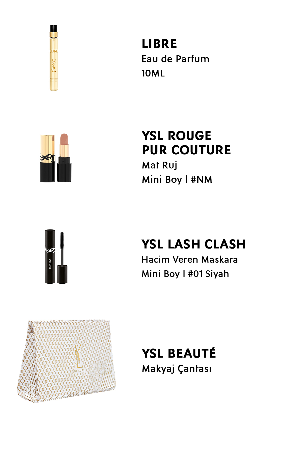 Yves Saint Laurent YSL Icons Tanışma Seti - LIBRE & Rouge Pur Couture Mini & Lash Clash Mini Maskara - Çanta Hediyeli - Görsel 2