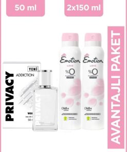 Privacy Woman Addiction Edt Kadın Parfüm 50 Ml + Emotion Love Kadın Deodorant 2x150 Ml
