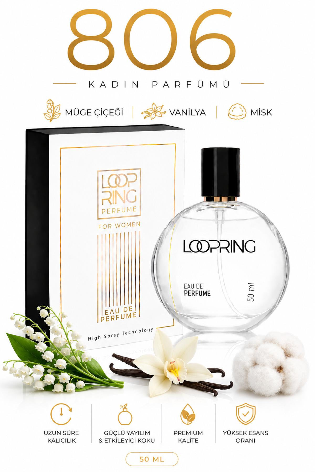 Loopring Perfume 806 Hypnotic Elixir Kadın Parfüm 50 ML Yoğun Pudramsı Kalıcı EDP
