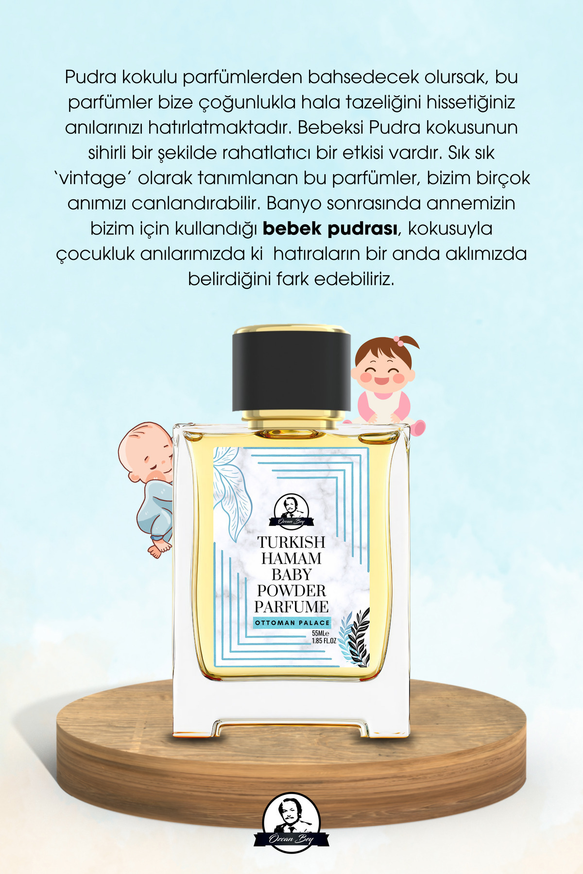 Özcan Bey Ottoman Serisi Bebeksi Pudra Kokulu Parfüm Baby Powder 55ml - Görsel 2