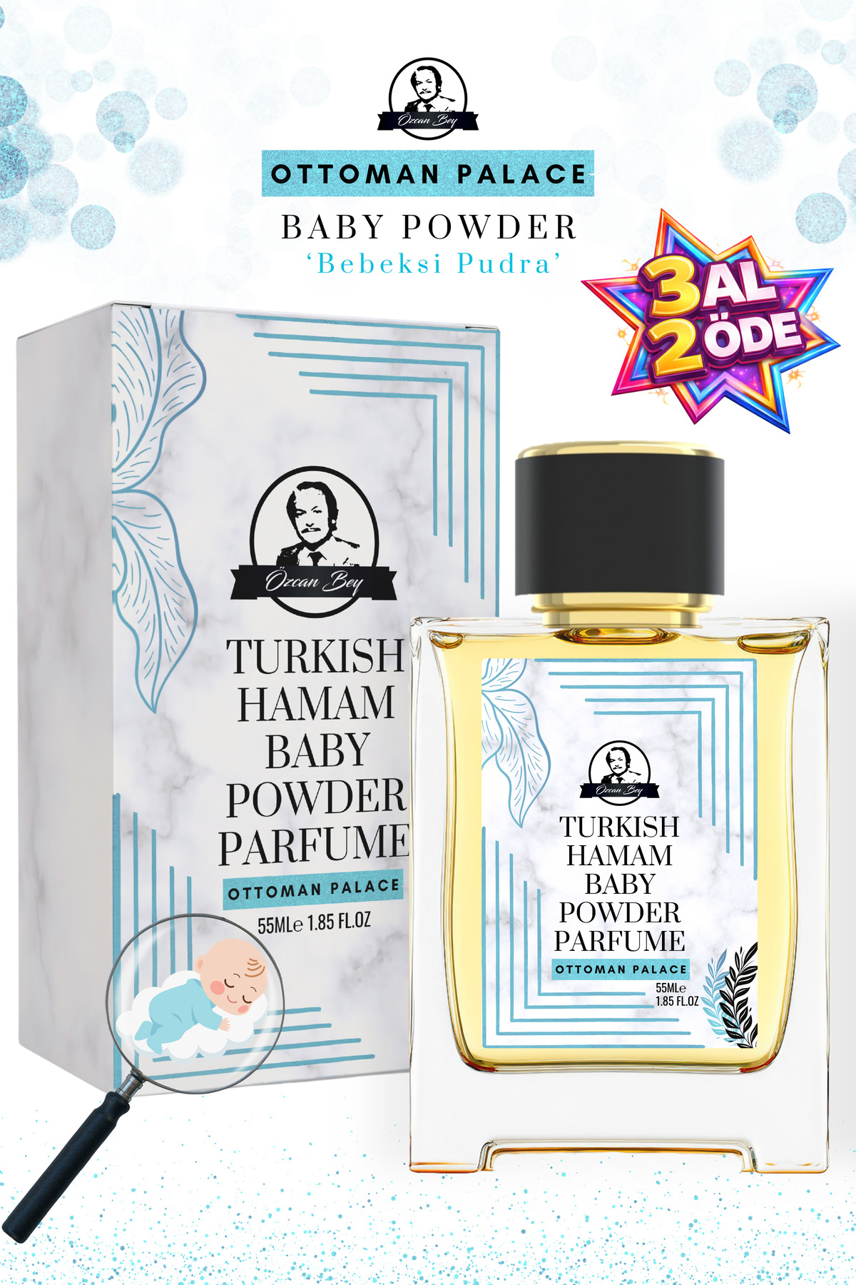 Özcan Bey Ottoman Serisi Bebeksi Pudra Kokulu Parfüm Baby Powder 55ml
