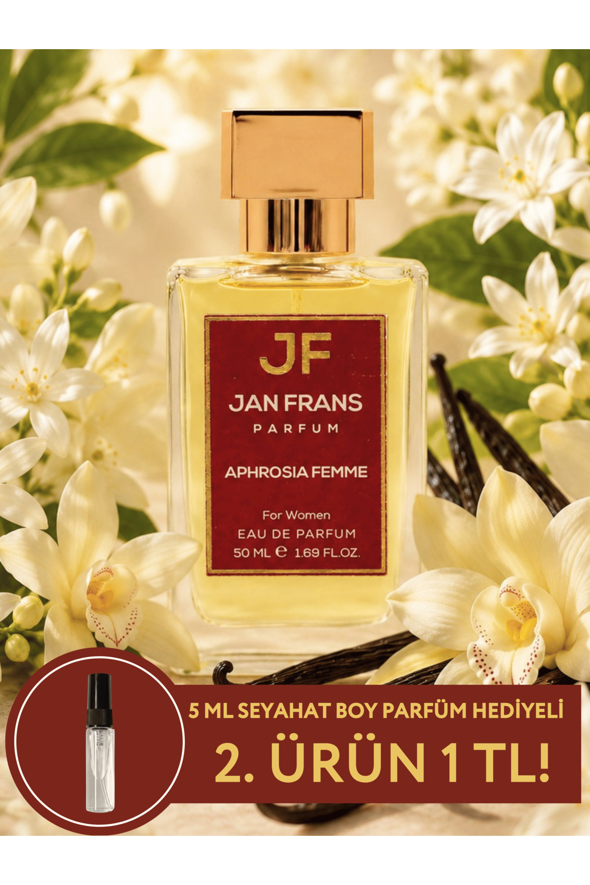 JF JAN FRANS Afrodizyak Etkili Aphrosia Femme - Vanilya Vanilyalı Yasemin Çiçeksi 50ml Kalıcı Edp Kadın Parfüm