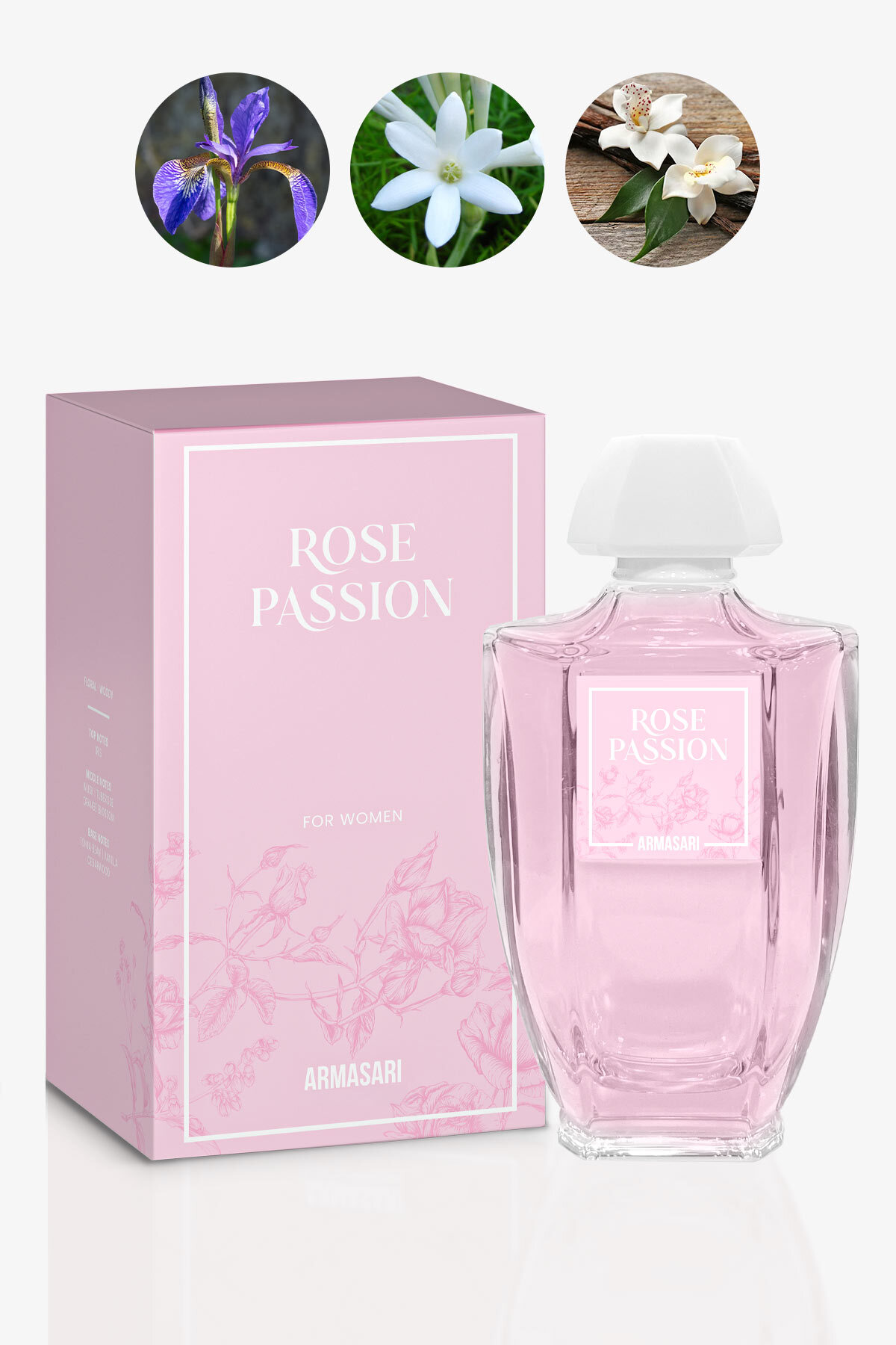 Armasari Rose Passion Uzun Süre Kalıcı Kadın Parfüm 100ml | Çiçeksi ve Odunsu | İris, Misk, Vanilya, Sedir, Orange Blossom