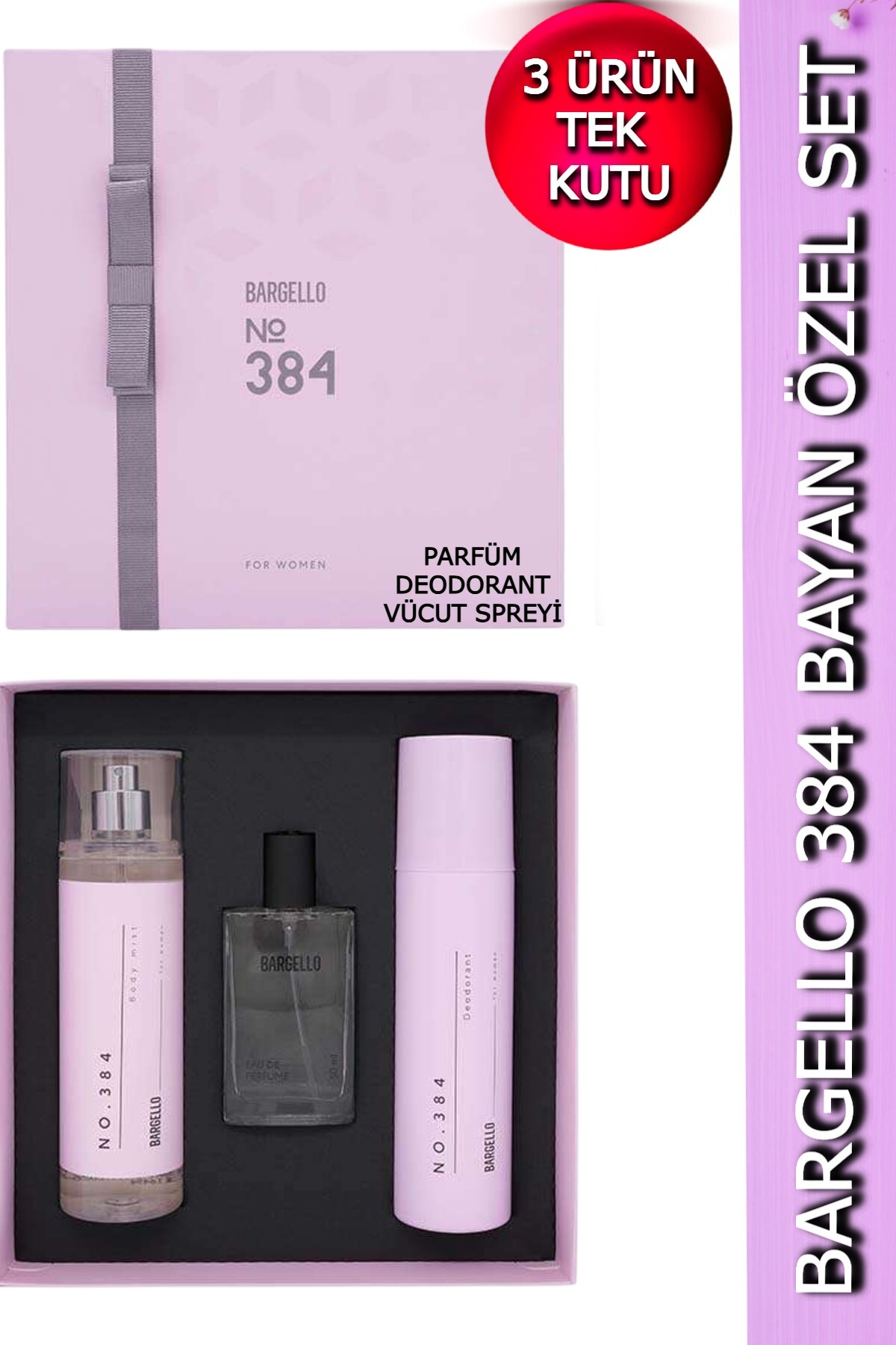 Bargello 384 Kadın Parfüm Set Floral - (PARFÜM+VÜCUT SPREYİ+DEODORANT) Özel Kutu
