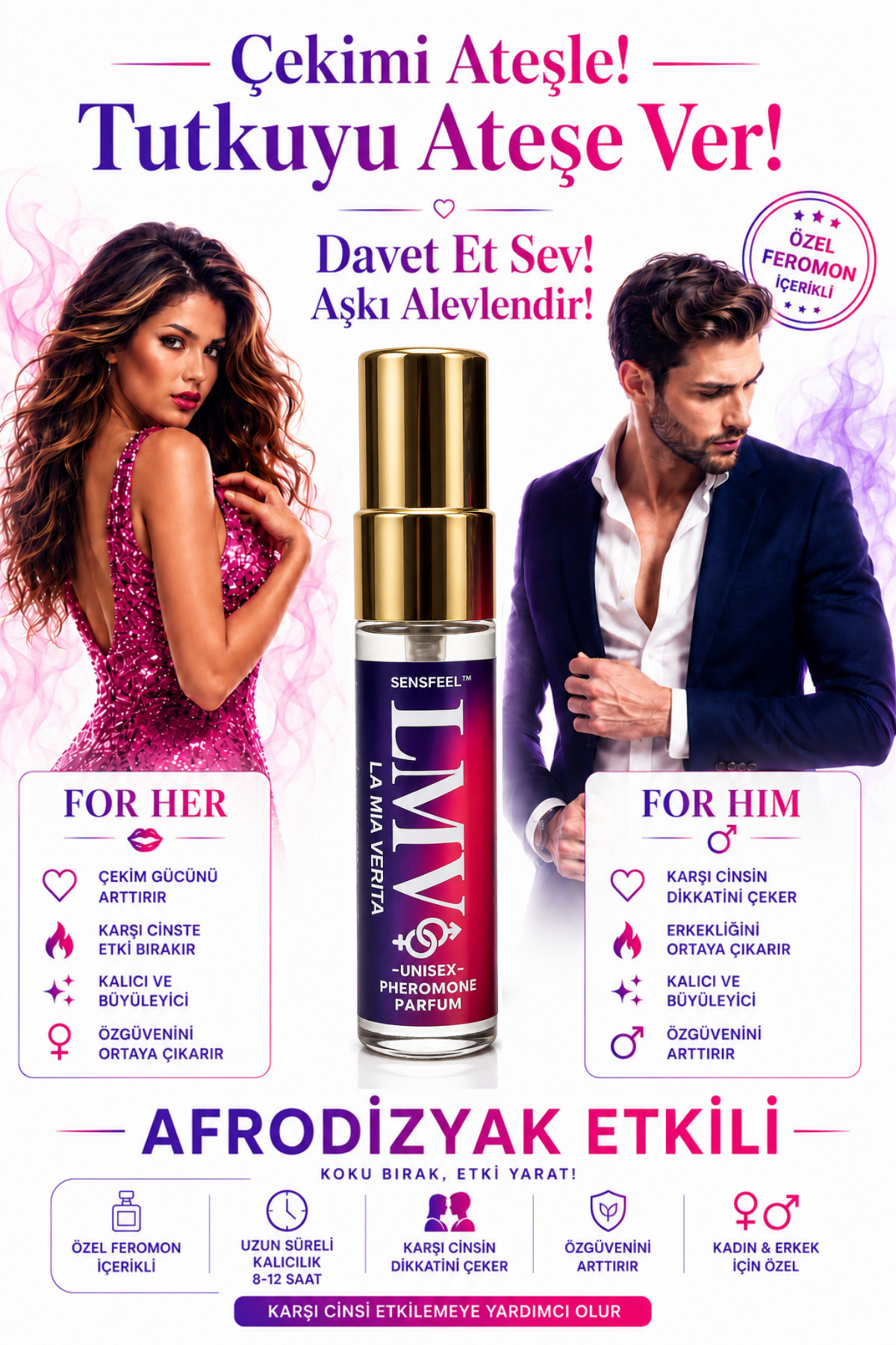 la mia verita Unisex Sensfeel™ Feromon Özlü Parfüm | Kalıcı | Afrodizyaklı Magnet Extrait Serisi 5 ml Çekim Gücünü Keşfet - Görsel 2