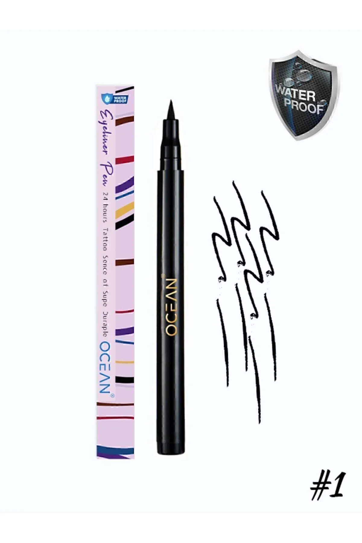 Ocean Siyah Eyeliner Likit Kalem Eyeliner Suya Dayanıklı Yoğun Pigmentli - Görsel 3
