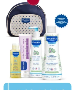 Mustela Merhaba Bebek Seti Şampuan 500 ml, Vücut Losyonu 300 ml, Pişik Kremi ve Masaj Yağı - Çanta Hediyeli