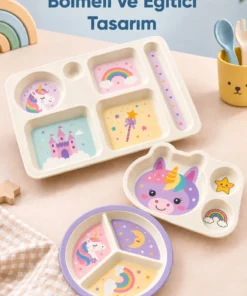 Wumboo 3'lü Melamin Çocuk Tabağı - Ekstra Dayanıklı BPA Free Beslenme Seti- Kırılmaz Çocuk Beslenme Tabağı - Görsel 3